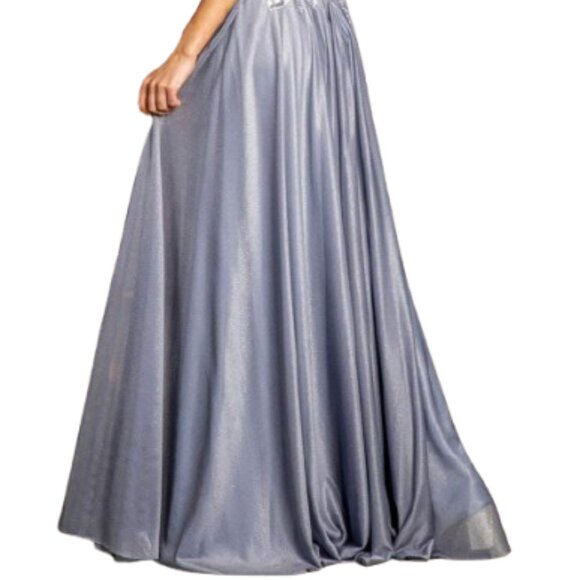 NWT GLS by Gloria GL3444 Glitter Crepe Mother of the Bride Dress Silver Size 2XL - Picture 4 of 6